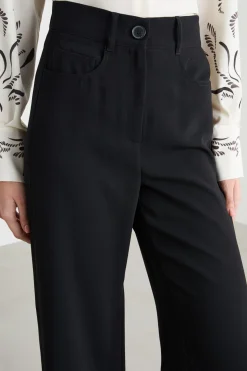 Pantalone fluido con fascia laterale - Nero