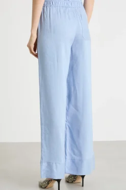 Pantalone fluido e ampio con tasche - Azzurro