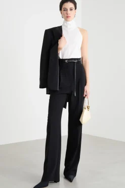 Pantalone fluido in cady - Nero