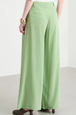 Pantalone fluido in crepe de chine - Verde