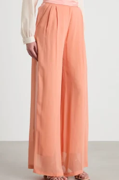 Pantalone fluido in georgette - Rosa