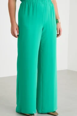 Pantalone fluido in georgette - Verde