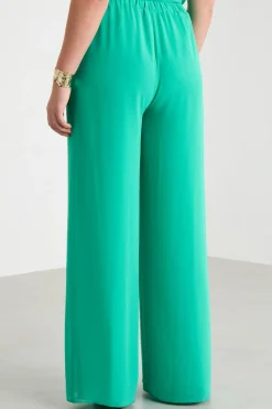 Pantalone fluido in georgette - Verde