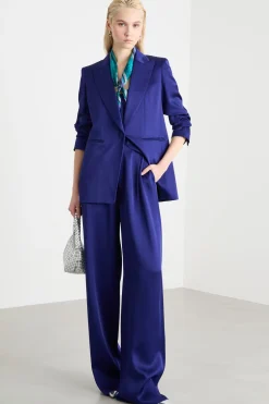 Pantalone fluido in raso - Blu