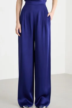 Pantalone fluido in raso - Blu