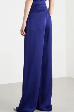 Pantalone fluido in raso - Blu
