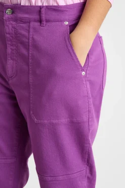 Pantalone in bull con tagli impunturati - Viola