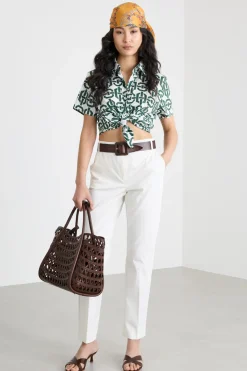 Pantalone in cotone stretch - Bianco
