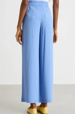 Pantalone in crepe con coulisse - Azzurro