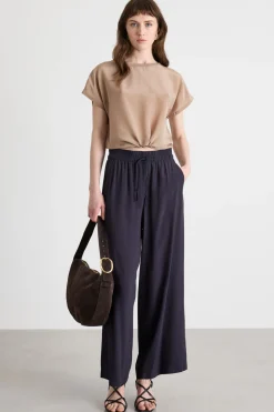 Pantalone in crepe con coulisse - Blu