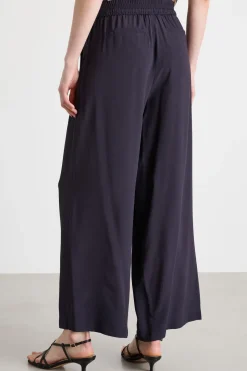 Pantalone in crepe con coulisse - Blu