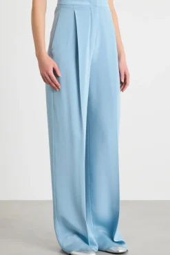 Pantalone in crepe de chine - Azzurro