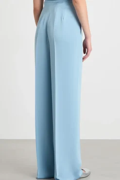 Pantalone in crepe de chine - Azzurro