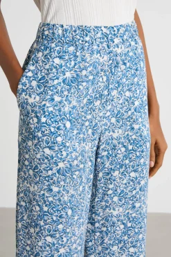 Pantalone in crepe de chine - Azzurro Bianco