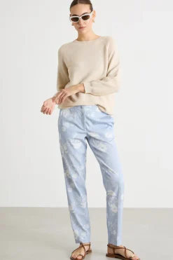 Pantalone in faille stampato - Azzurro