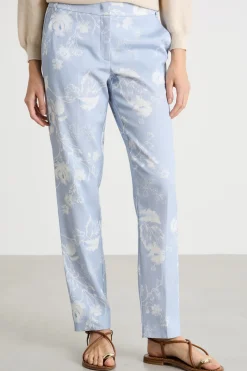 Pantalone in faille stampato - Azzurro