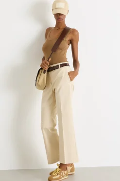 Pantalone in gabardina stretch - Beige
