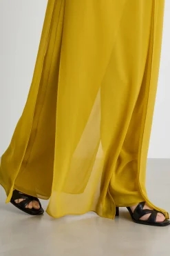 Pantalone in georgette - Giallo