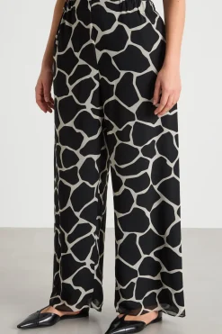 Pantalone in georgette stampata - Nero Bianco