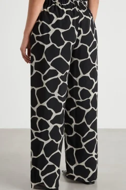 Pantalone in georgette stampata - Nero Bianco