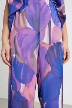 Pantalone in georgette stampata - Viola