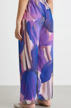 Pantalone in georgette stampata - Viola