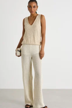 Pantalone in jersey di rete - Avorio