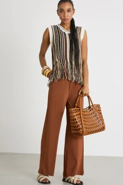 Pantalone in jersey fluido - Marrone