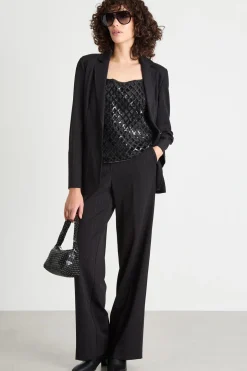 Pantalone in jersey gessato - Nero