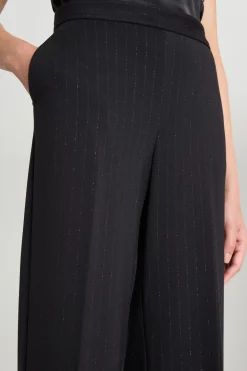 Pantalone in jersey gessato - Nero