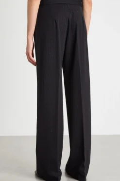 Pantalone in jersey gessato - Nero