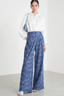 Pantalone in jersey jacquard - Blu