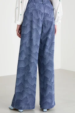 Pantalone in jersey jacquard - Blu