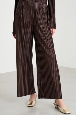 Pantalone in jersey plissé - Marrone