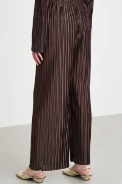 Pantalone in jersey plissé - Marrone