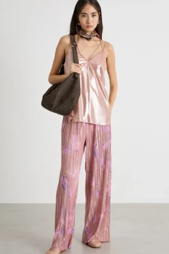 Pantalone in jersey plissé - Rosa