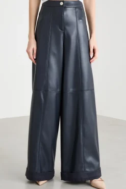 Pantalone in jersey spalmato - Blu
