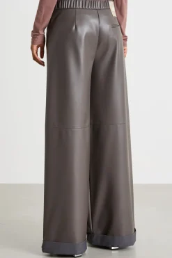 Pantalone in jersey spalmato - Marrone