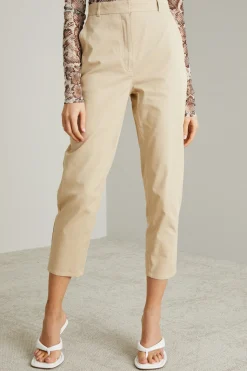 Pantalone in misto cotone e seta - Sabbia