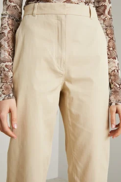 Pantalone in misto cotone e seta - Sabbia