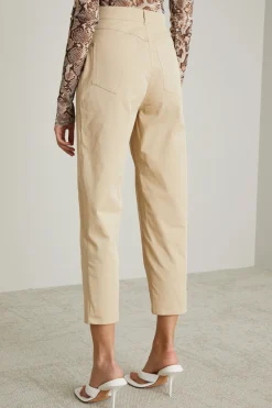 Pantalone in misto cotone e seta - Sabbia
