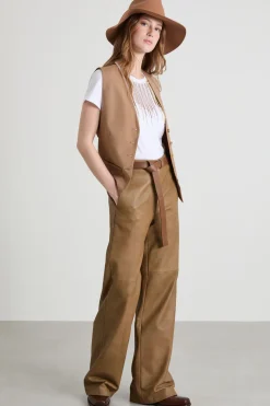 Pantalone in nappa - Nocciola