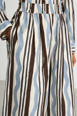 Pantalone in popeline stampato - Marrone Azzurro