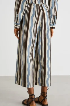 Pantalone in popeline stampato - Marrone Azzurro