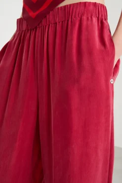 Pantalone in raso fluido - Rosso
