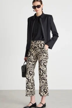 Pantalone in stuoia stampata - Beige Nero