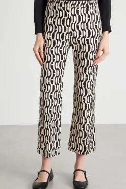 Pantalone in stuoia stampata - Beige Nero