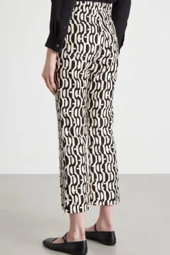 Pantalone in stuoia stampata - Beige Nero