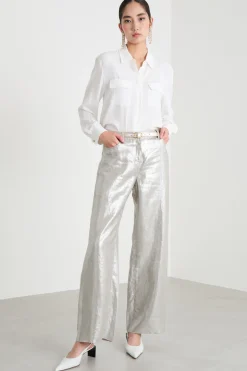 Pantalone in tela laminata - Argento