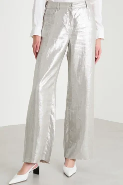 Pantalone in tela laminata - Argento